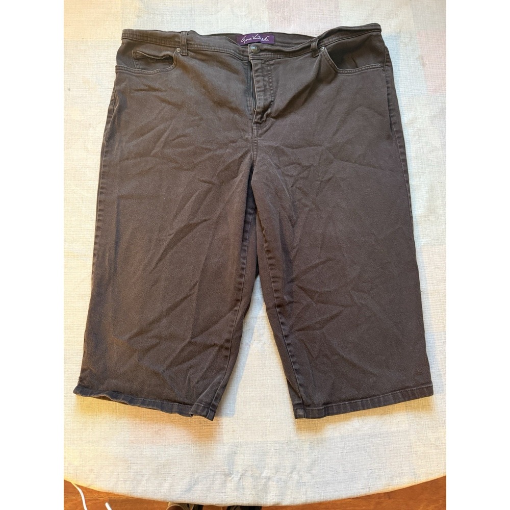 Gloria Vanderbilt Women's 22W Brown Stretch Denim Capri Pants Plus Size—1